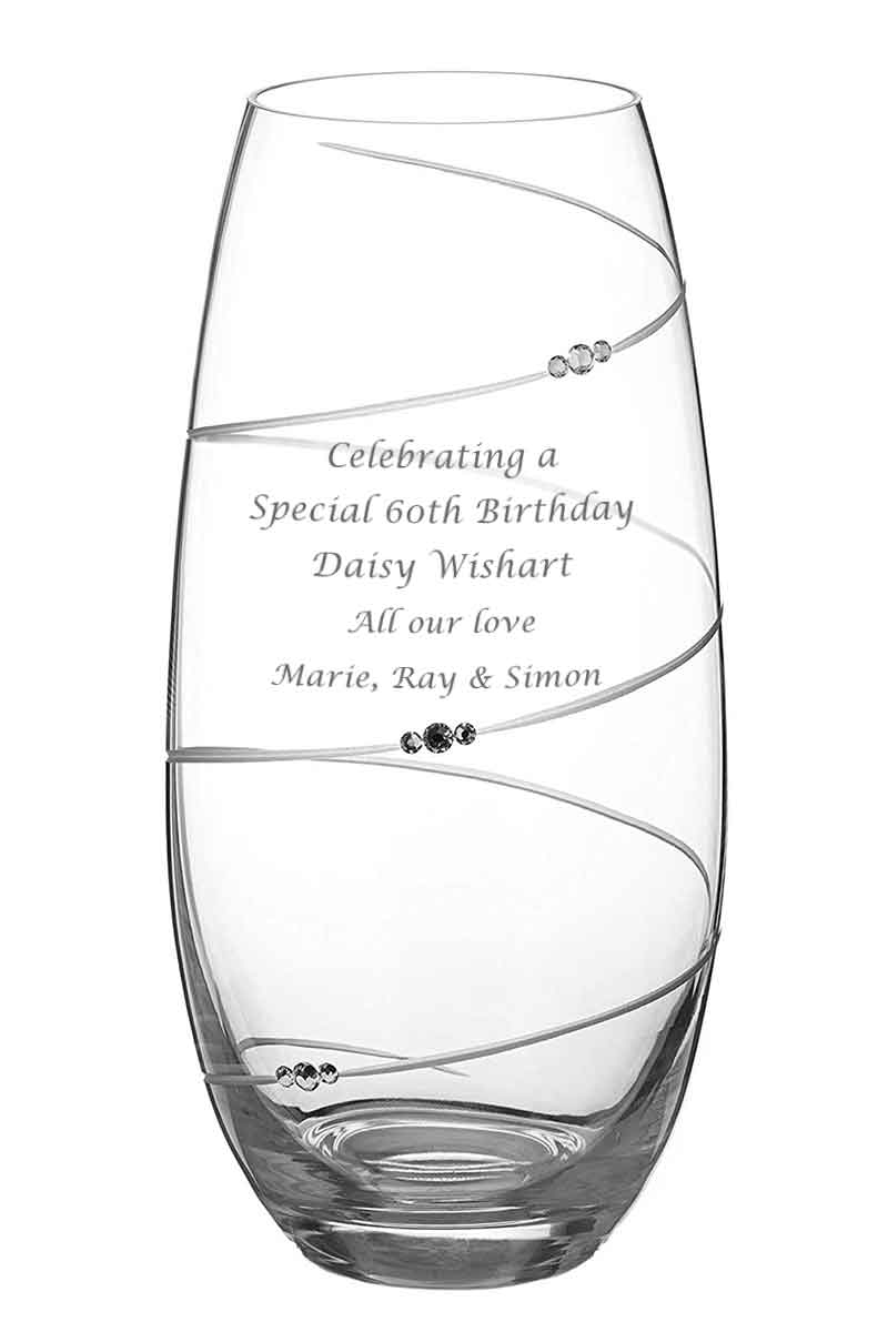 25cm Diamante Barrel Vase | Swirl design with Swarovski© Crystal Clusters