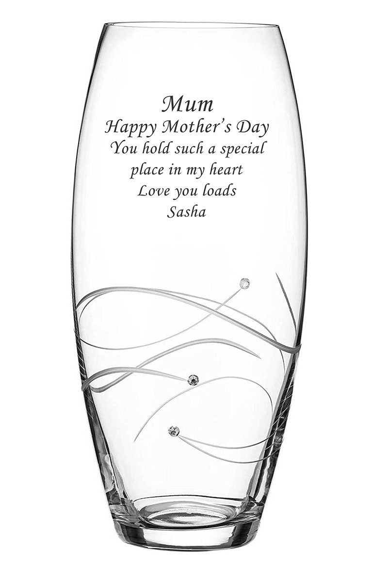 Tall Vase, 30cm Barrel with Handcut Spiral Design, Swarovski® Crystals