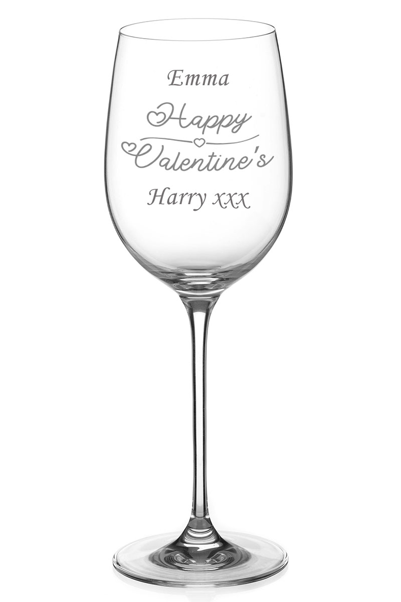 Engraved Happy Valentine's Day Wine Glass Gift