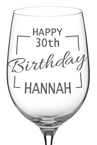 Engraved Happy Birthday Wine Glass Personalised with Age & Name