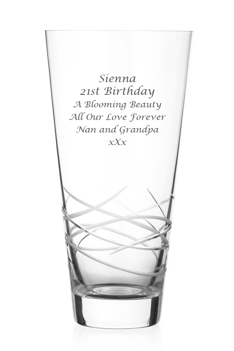 Personalised 25cm Medium-Sized Conical Vase | Hand-cut Frost Motif