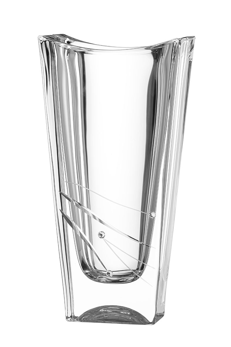 Rectangular Vase, 25cm | Spiral Design, Hand Finished with Swarovski Elements