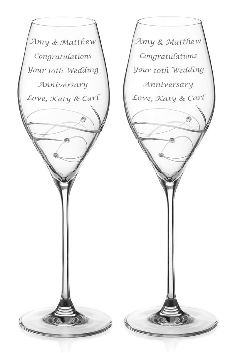 Personalised Prosecco Glasses | Spiral Design, Gift Boxed Pair