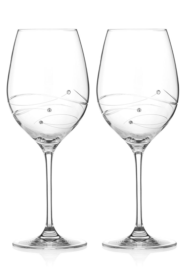 Diamante Spiral Red Wine Glasses | Includes Gift Box