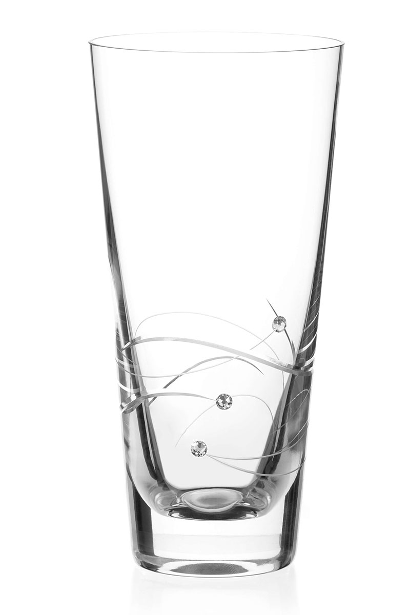 20cm Crystal Vase Handcut with Spiral Design, Decorated with Swarovski Elements