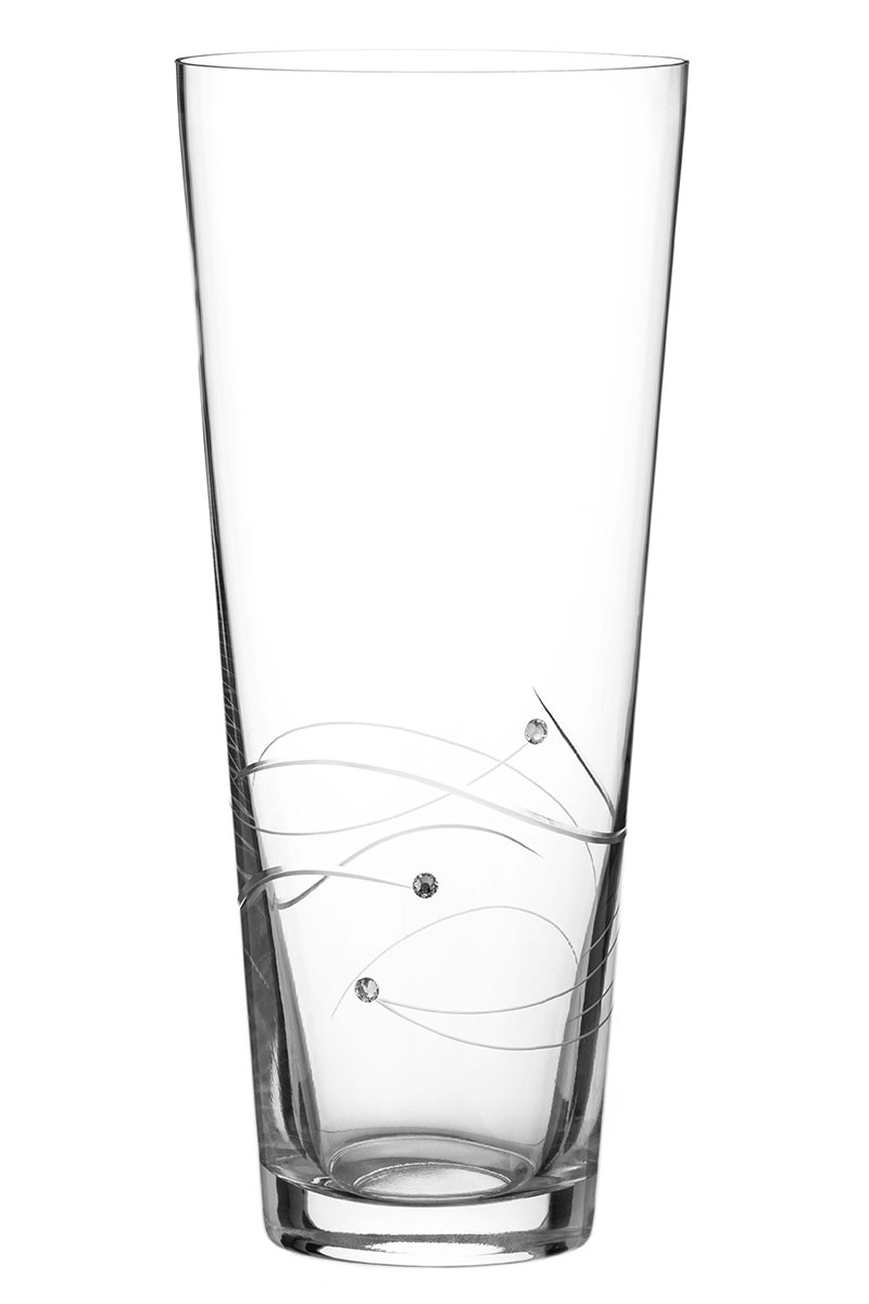 Large Diamante Vase | 30cm Tall, Conical, Spiral Motif with Swarovski Crystals