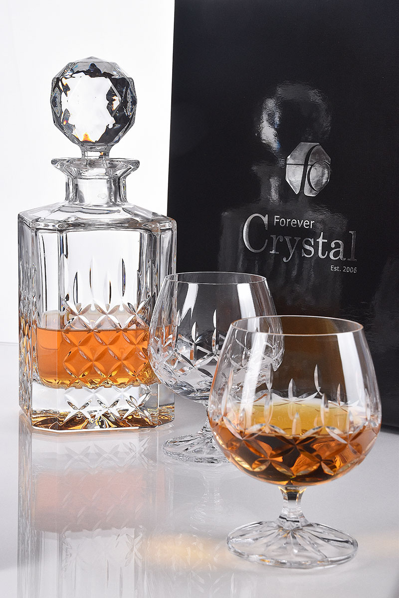 Admiralty Crystal 3-Piece Crystal Brandy Decanter Set in Presentation Box