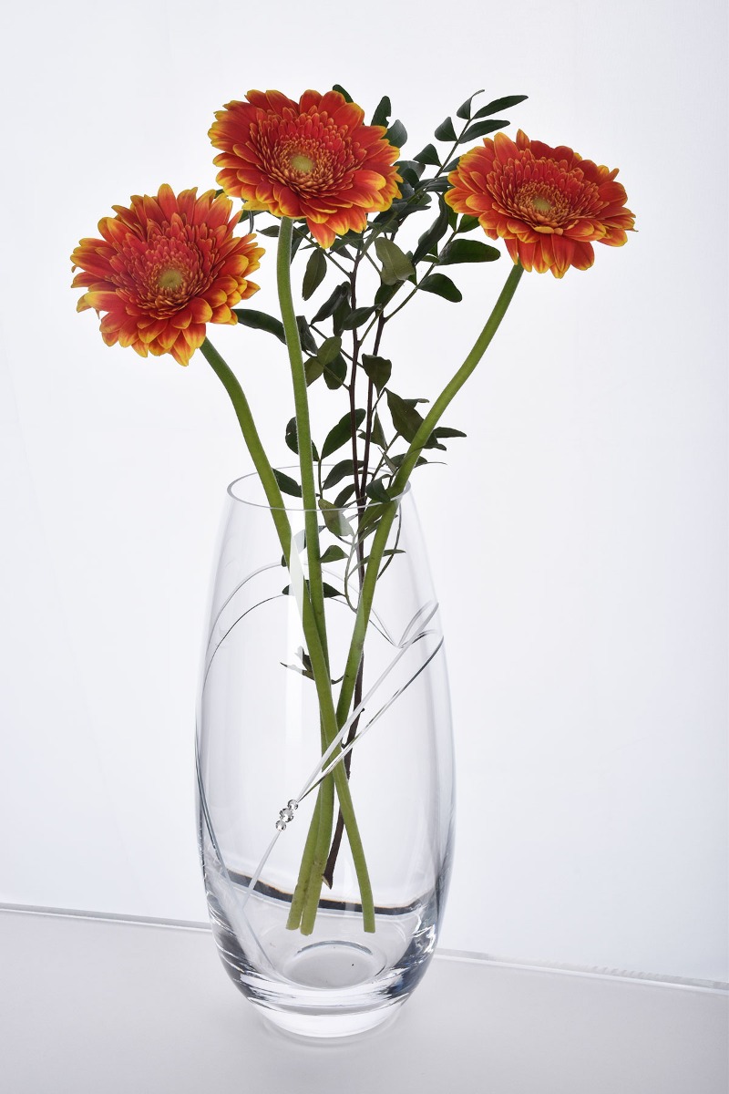 Engraved Crystal Vase, Barrel | Heart Design, Swarovski Elements