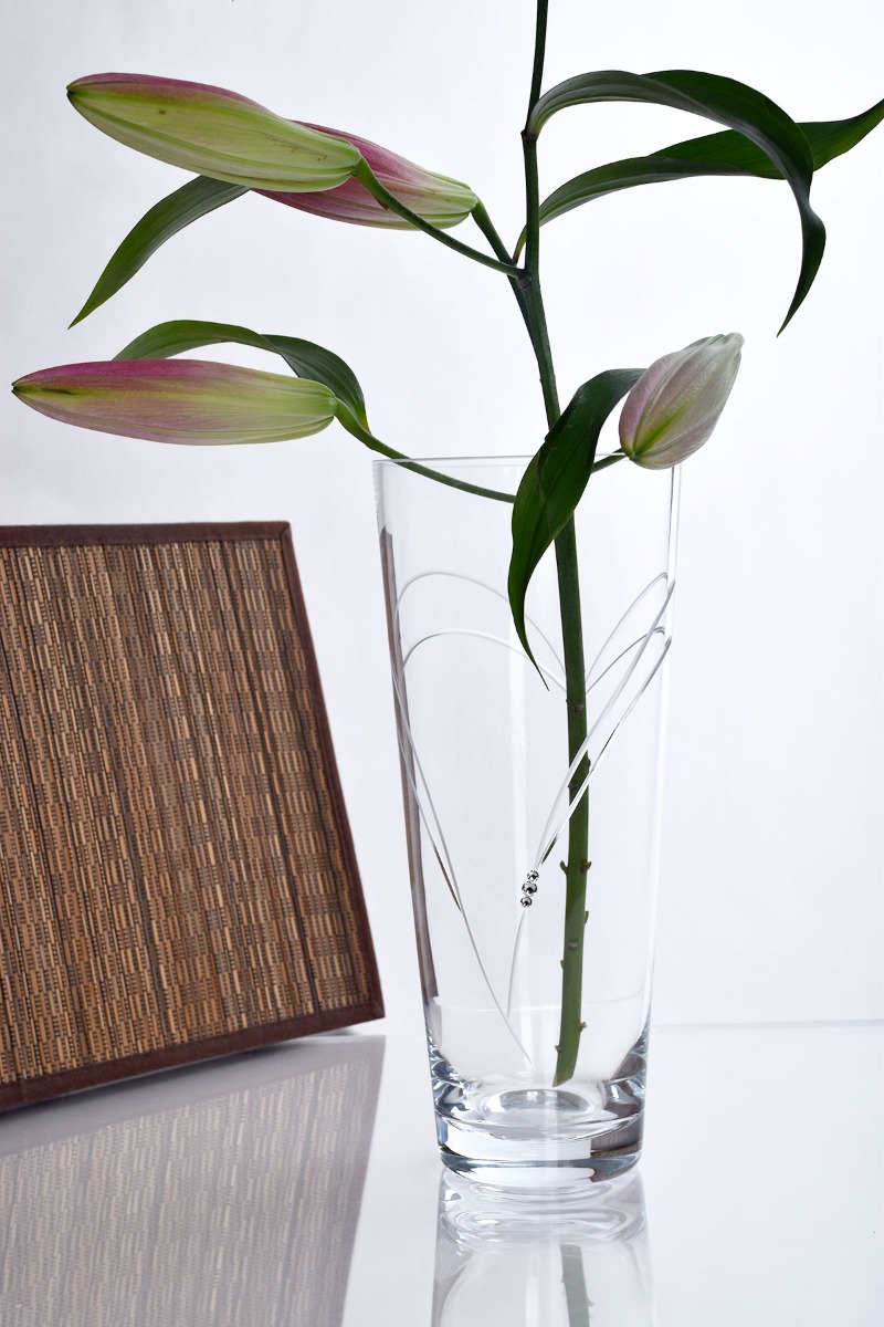 Large Diamante Conical Heart-in-Heart Vase