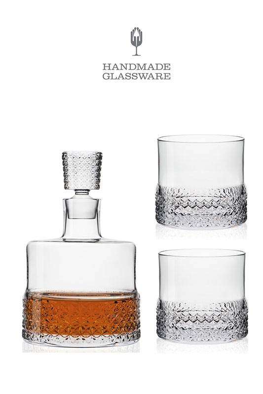 Dublin Crystal Whiskey Decanter Set, 3 Pieces, Gift Boxed