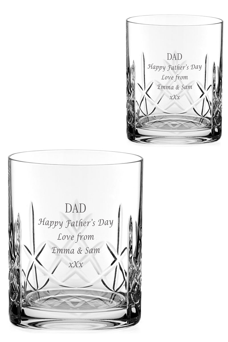 Engraved Whisky Glasses Pair