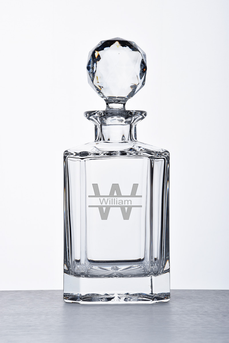 Engraved Kensington Decanter with Split Name Monogram