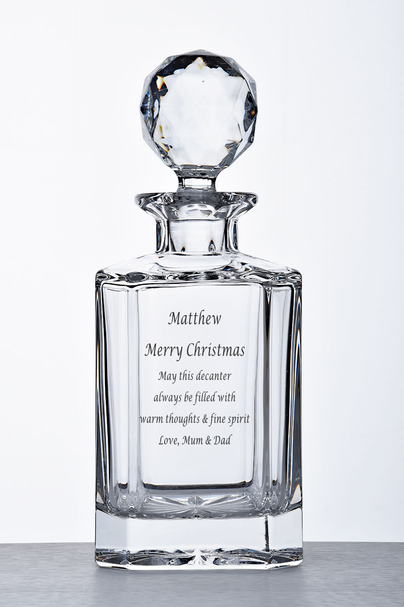 Engraved Kensington Crystal Plain Square Decanter