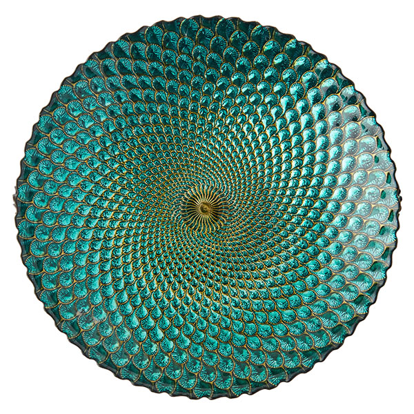Large Peacock Decorative Bowl by Anton Studio, 40cm, view of the inside of the bowl