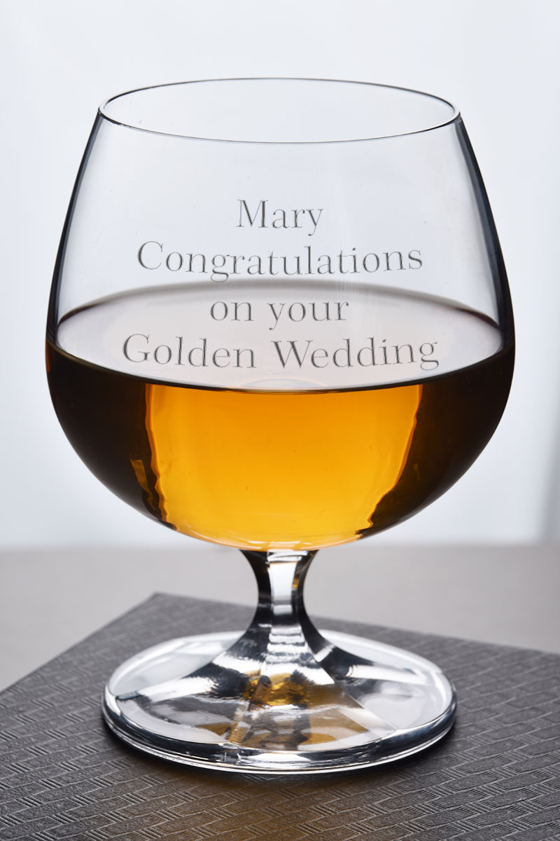 Personalised Brandy Glass Gift, Satin Presentation Box