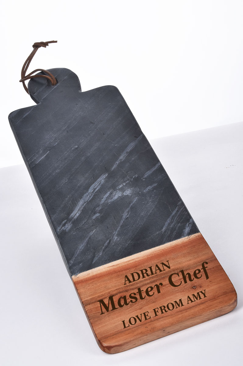 Handcrafted & Personalised Wood & Slate Cheese Board 
