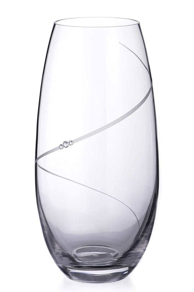 Classic Glass Vase, Barrel-Shape, 25cm, Diamante, Swarovski® Crystals, Gift Boxed
