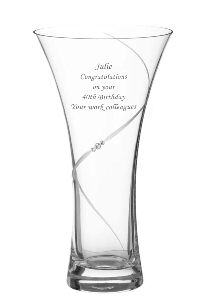 Engraved Glass Vase | 25cm Trumpet Vase, Gift Boxed