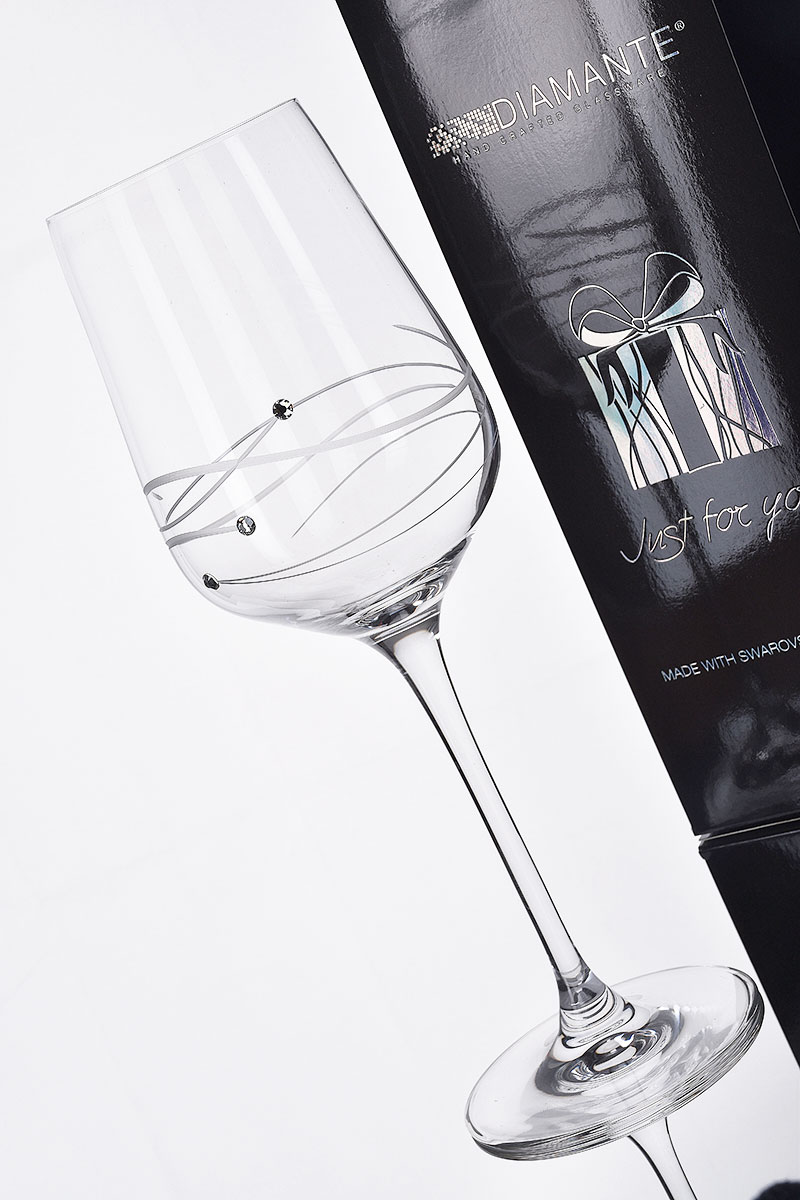 Personalised Diamante Large Wine Glass | Diamante Just For You Gift Box