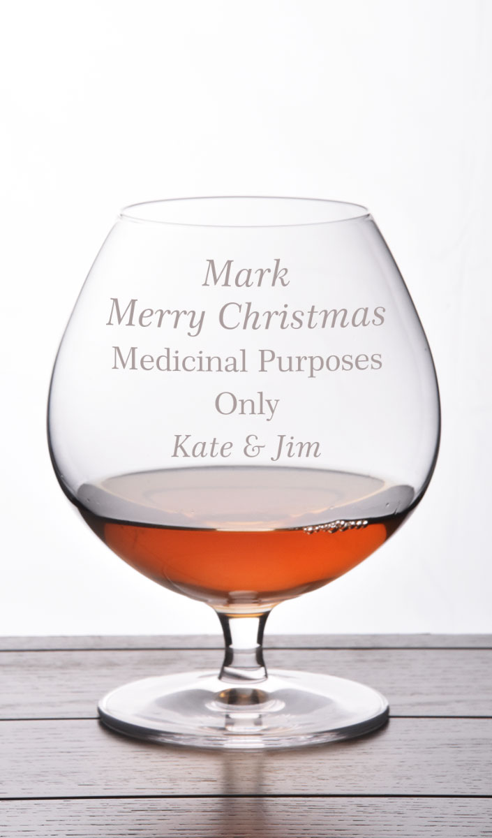 Personalised Large Balloon Cognac Glass Gift | Satin Boxed